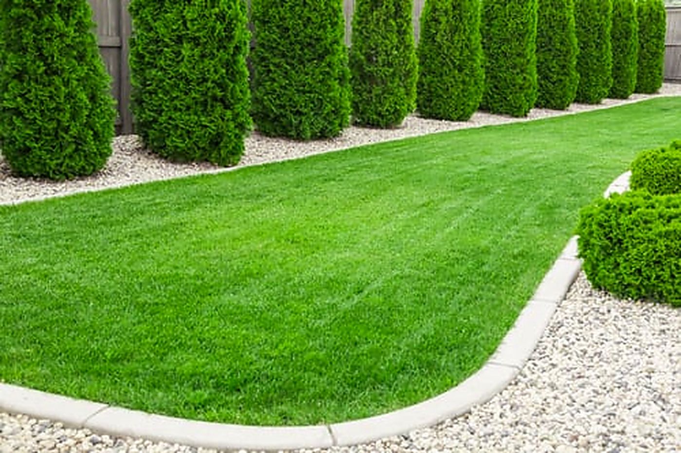 Freshly installed artificial turf lawn with clean gravel border in Whittier, California